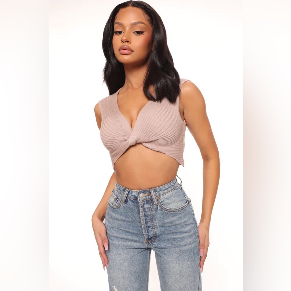 Twist Me Crop Top - Taupe